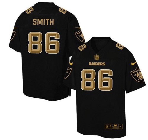 Men's Elite Lee Smith Nike Jersey Black - #86 Pro Line Gold Collection NFL Oakland Raiders